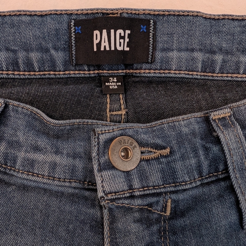 Paige Men's Normandie Jeans Straight Stretch Sz 34 X 33 Med/Dark Wash Designer - Picture 6 of 15